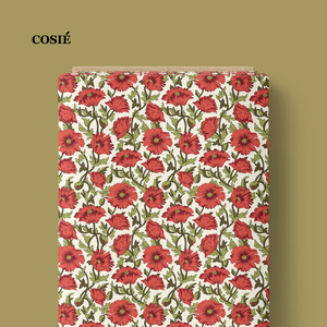 Nuovo Tessuto Liberty Tana 100% Cotone 2025, Design Personalizzabile OEM ODM, Floreale Giallo e Rosso, Morbido al Tatto per Abiti da Donna - Product Image 5