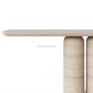 Meubles de salon FERLY modernes combinant une texture profonde avec un support à double cylindre Table <span class=keywords><strong>console</strong></span> en travertin en pierre naturelle - Product Image 3