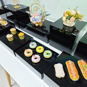 Set of 10 Acrylic Black Food <strong>Risers</strong> for Buffet <strong>Table</strong> Buffet <strong>Risers</strong> Food Display Stands for Party - Product Image 4