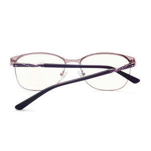Monture de lunettes anti-lumière bleue en métal gris pour femme, style visage ovale 5119 - Product Image 3