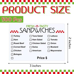 Etiquetas Personalizadas para Empacar Sándwiches Frescos, 500 Unidades, 3x2 Pulgadas, Rollo de Etiquetas para Restaurantes de Desayuno/Almuerzo - Product Image 2