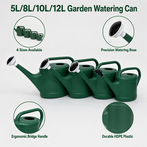 Regadera de Plástico de 5L, 8L, 10L y 12L con Boquilla Larga y Cabezal de Rosca Extraíble para Plantas de Interior y Exterior, Flores e Invernaderos - Product Image 2