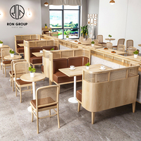 Ensemble de meubles modernes pour hôtel café restaurant cabines en cuir et rotin tables et chaises de restaurant