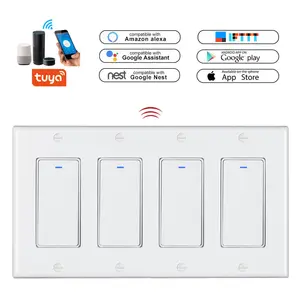 LEDEAST DS-122F American Remote Control Smart Home Switch 4 Gang Push Button Type TUYA WiFi Light Switch