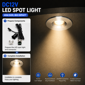 Mini <span class=keywords><strong>spot</strong></span> <span class=keywords><strong>LED</strong></span> DC12V 0,7W encastré pour vitrine à bijoux, étagère de présentation avec connecteur Dupont - Product Image 3