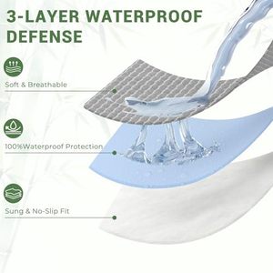 Protège-matelas en bambou tricoté 100 % imperméable OEKO, blanc, <span class=keywords><strong>anti</strong></span>-<span class=keywords><strong>punaises</strong></span> <span class=keywords><strong>de</strong></span> <span class=keywords><strong>lit</strong></span>, <span class=keywords><strong>anti</strong></span>-bactérien, respirant, toutes saisons - Product Image 2