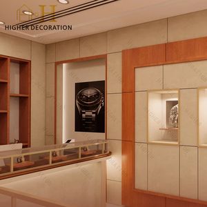 แท่นโชว์นาฬิกาแก้วหรูหรา <span class=keywords><strong>ถาด</strong></span>โชว์นาฬิกาไม้ ทำความสะอาดง่าย ตู้โชว์นาฬิกาติดผนังพร้อมไฟ LED - Product Image 5