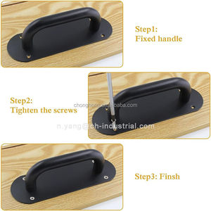 Poignée de porte coulissante robuste noir mat, plaque de tirage pour porte de grange 7,8" x 2,5" en acier inoxydable - Product Image 4