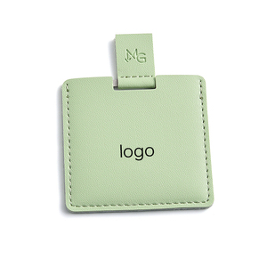 Portable Card Shape Single Side Custom Logo Cosmetic Pocket <b>Makeup</b> <b>Mirror</b> with PU Pouch - Product Image 4