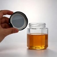 Stoples Kaca Heksagonal Grosir Kedap Udara dengan Tutup, Wadah Penyimpanan Dapur Multi-ukuran untuk Madu, Selai, Herbal, Sereal