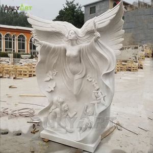 Conception d'usine Onlyart et statue d'ange priant agenouillé <span class=keywords><strong>en</strong></span> marbre naturel sculpté à la main grandeur nature <span class=keywords><strong>en</strong></span> plein air sur mesure de <span class=keywords><strong>pierre</strong></span> <span class=keywords><strong>tombale</strong></span> - Product Image 4