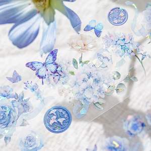 1 Rollo <span class=keywords><strong>de</strong></span> Cinta Adhesiva PET Serie Flor y Poesía, Diseño <span class=keywords><strong>de</strong></span> Concha Floral, Material para Manualidades, Decoración, Pegatinas en Bucle - Product Image 4