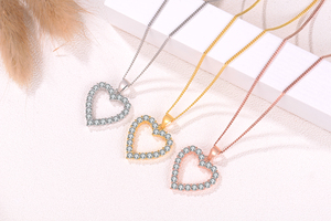 Ciondolo <span class=keywords><strong>Grande</strong></span> in Argento Puro 925 con Placcatura in Rodio, <span class=keywords><strong>Collana</strong></span> con Charm a <span class=keywords><strong>Cuore</strong></span> - Product Image 2