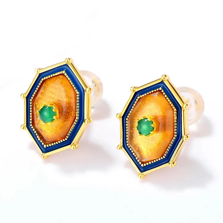 Exquisite Amber Oorbellen 925 Sterling Zilveren Oor Stud Met Groene Agaat Voor Vrouwen