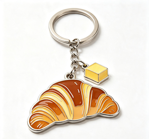 Llavero de Metal con Diseño de Croissant Esmaltado Personalizado, Recuerdo con Temática de Panadería - Product Image 3