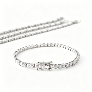 Ready to Ship 10k Gold Lab Grown Diamond Tennis <b>Bracelet</b> Heart Chain Jewelry IGI Certified Gift - Product Image 2