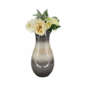 Vaso in vetro con bordo in metallo, finitura sfumata, decorazione moderna per soggiorno e ufficio. - Product Image 2