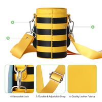 Hot New Design enfants mignon abeille forme 14oz cuir bouteille d'eau sac pour enfants bouteille avec bretelles