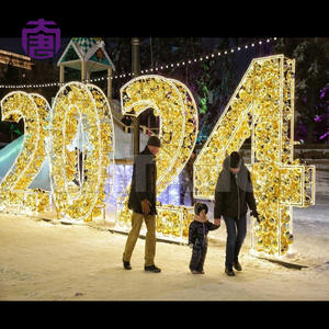 Customized 2d <b>Led</b> Metal Frame <b>Letters</b> Hot Sales Christmas Motif Light Ornament For Outdoor Holiday Street Mall Decoration Ip65 - Product Image 2