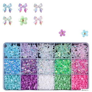 Valentijnsdag Nagellak Glitter 3d Plastic Decoraties 12 Raster Lange Doos Liefde Lippen Letter New Year 'S Nail Art Decoraties - Product Image 1