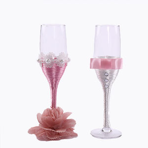 Copas de <span class=keywords><strong>Vino</strong></span> para Novios al por Mayor, Copas de Champán Occidentales de Tallo Alto para Tiendas de Artículos para Bodas - Product Image 1