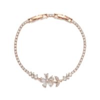 Bracelet Fleur et Branche 5A en Gros, Plaqué Or 14K, Feuille Multicolore, Double Boucle, Pulsera Mujer pour Usage Quotidien, Bracelet Tendance
