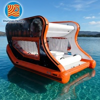 Bateau gonflable électrique personnalisé à double pont pour loisirs aquatiques, type maison flottante ou lounge de fête