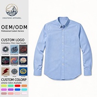 Chemise décontractée unie pour homme à manches longues, 100% coton égyptien, tissu Oxford point de croix, avec logo personnalisé, pour usage quotidien