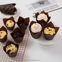 Meilleures ventes : Emballages pour cupcakes en papier kraft brun style journal imprimé sur mesure, moules à muffins, accessoires de pâtisserie
