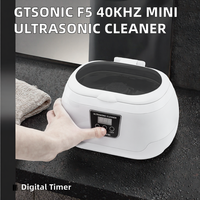 Pencuci Ultrasonik Rumah Tangga GT-F5 Elektrik 600ml 43kHz Timer Digital 35W untuk Gigi Palsu, Kacamata, Perhiasan, ABS, SUS304 Stainless Steel