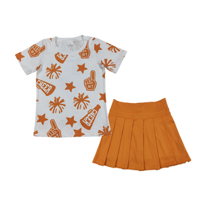 Mode Cheer Star à manches courtes Yoga Orange jupes filles jupe enfant en bas âge ensemble Boutique en gros de haute qualité nouveauté - Product Image 6