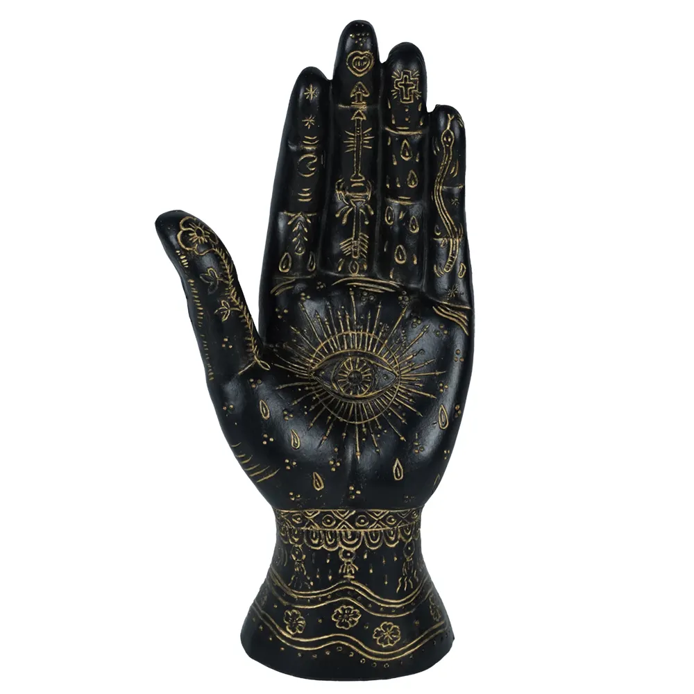 2023 Home decoration resin craft figurine black gold palmistry hand statue