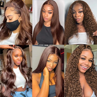 Pelucas de Cabello Humano Ondulado Marrón Chocolate de 40 Pulgadas con Encaje Frontal 13x4 13x6 HD, Peluca Frontal Ondulada Profunda 5x5 para Mujer