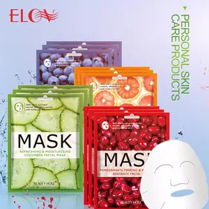 100% Natrual Organik Terbaik Brightening Hydrating Lembar Masker Wajah Grosir OEM Perawatan Kulit Minyak Kontrol Vitamin C Buah Masker Wajah