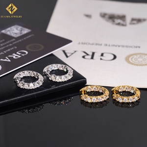 New Arrival Hip Hop Rapper Jewelry Fashion 3mm 18k Gold Plated 925 <b>Silver</b> VVS Moissanite <b>Hoop</b> Earrings - Product Image 6