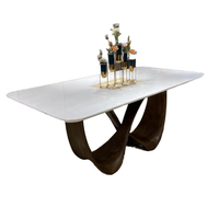 Ensemble de table à manger rectangulaire en marbre pour la maison, le bureau ou le restaurant, fabriqué en usine, design moderne, entièrement combiné avec des chaises