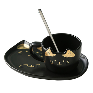 Mug et soucoupe en céramique moderne, uni, émaillé <span class=keywords><strong>rouge</strong></span>, pour café et thé - Product Image 3