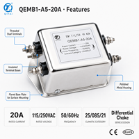 Filtre EMI monophasé QEMB1-A5-20A 20A 115/250VAC, suppresseur de bruit de mode différentiel, filtre de ligne électrique