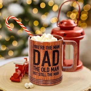 Regalos para papá Tazas de café divertidas Día <span class=keywords><strong>del</strong></span> Padre Regalos de cumpleaños Cool Dad Cumpleaños Regalos de Navidad Tazas de cerveza de madera grandes - Product Image 3