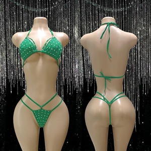 Conjunto de Bikini con Pedrería Brillante, Ropa de Baile Exótica, Atuendos de Stripper, Ropa de Actuación para Espectáculos - Product Image 5