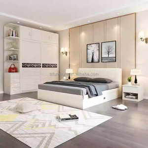 Affordable Studio Apartment Bedroom Furniture <b>Storage</b> Bed With Nightstands Wardrobe & Vanity Sets for Compact Living Space - Product Image 3