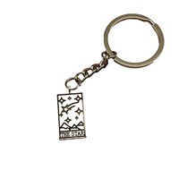 Yıldız Tarot Kartı Anahtarlığı, 13x30mm, Hediyeler ve Sırt Çantaları için Metal Vintage Tarzı, Altın ve Gümüş