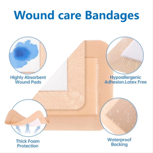 6*6 dalam balutan busa silikon buatan khusus dengan batas perban luka tahan air untuk balutan <span class=keywords><strong>Gel</strong></span> silikon perawatan luka - Product Image 3