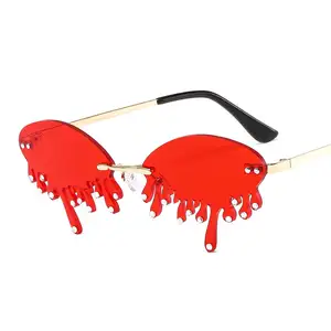 Fashion Ladies Irregular Tears SunglassesThe Cool Shades Of Teenagers Are Colorful Manual Drill Funny Sun Glasses