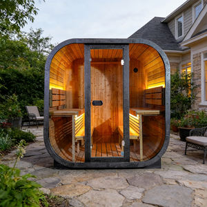 Outdoor Commercial <b>Eco</b>-Friendly Carbonized Spruce Solid Wood Square Sauna Room 4-6 People Wet Steam Easy Operation Modern Design - Product Image 1