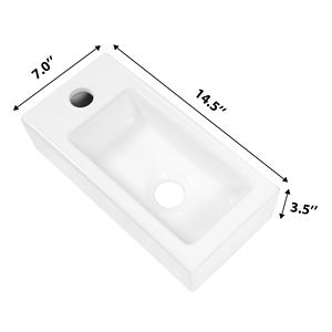 Sarlai 15 pulgadas porcelana cerámica montado en la pared baño recipiente Rectangular lavandería Medio Baño pequeño baño lavabo - Product Image 6
