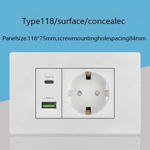 Panel de enchufe estándar de la UE, con módulo de interruptor DIY de carga rápida USB-C (blanco), adecuado para interruptor de pared doméstico - Product Image 6