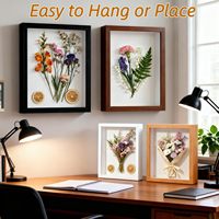 Boîte à souvenirs en bois noir, cadre photo profond avec panneau pour décoration murale, vitrine pour médailles militaires, fleurs, photos, artisanat
