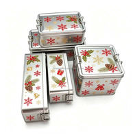 Boîtes en métal personnalisées pour cadeaux de Noël, tiramisu rectangulaire, qualité alimentaire, faciles à transporter, avec fermeture, réutilisables, pour bonbons, biscuits, chocolat, café