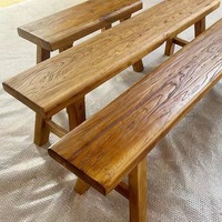 Banc long vintage en bois d'orme massif, double siège rétro, tabouret de salle à manger bas pour adultes, banc en bois victorien pour chambre et entrée